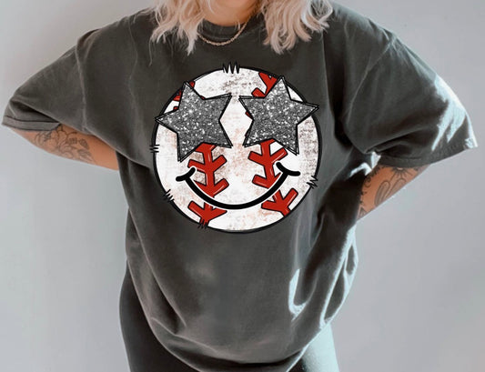Starry Eyed Baseball Tee – Grey