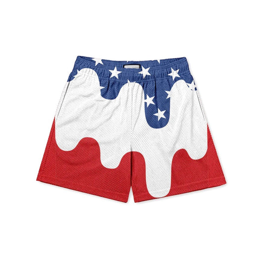 Red White and Drippy Youth Shorts