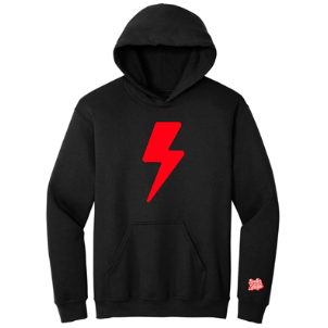 Baseball Lightning Bolt Youth Hoodie - Red