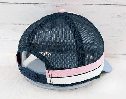 Women’s Trucker Hat with Leather Baseball Heart Patch