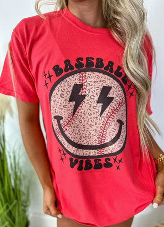 Baseball Vibes Leopard Tee – Paprika Red