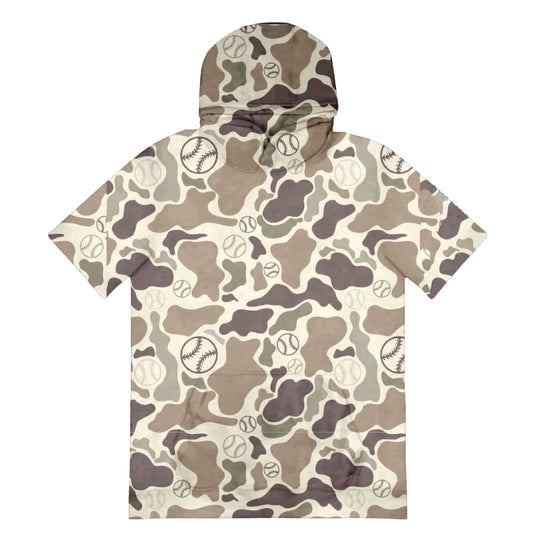 Short Sleeve Baseball Life Hoodie – White