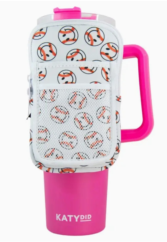 Baseball Happy Face Zipper Pouch Tumbler Fanny Pack
