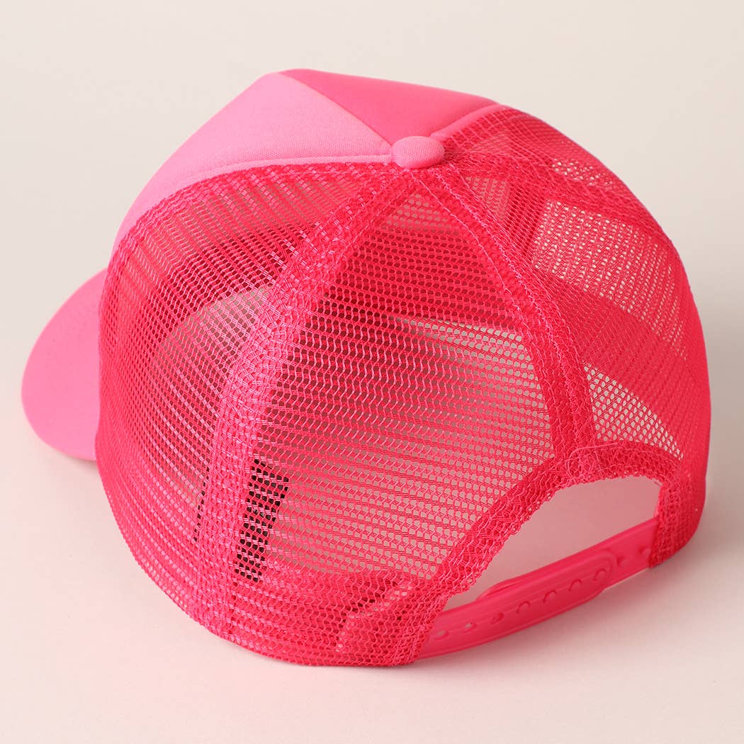 Baseball Happy Face Foam Mesh Back Trucker Hat